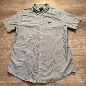 RVCA Shirt Mens Medium Blue Slim Fit Short Sleeve Button Up Skate Pocket Surf